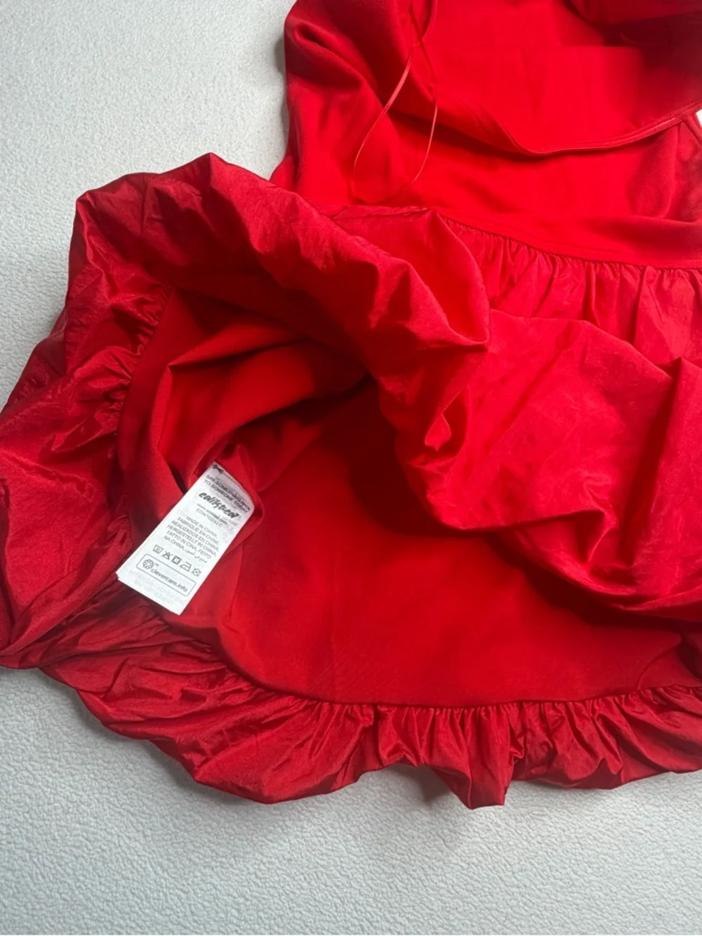 ✨NWT•Edikted Ribbed Bubble Skirt Mini Dress•Red - Picture 11 of 14
